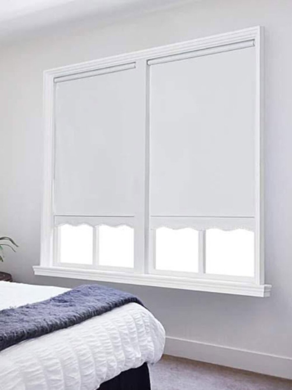 Cordless Vinyl Spring Roller Shade Fringed Brilliant White 34.5'' x 64''